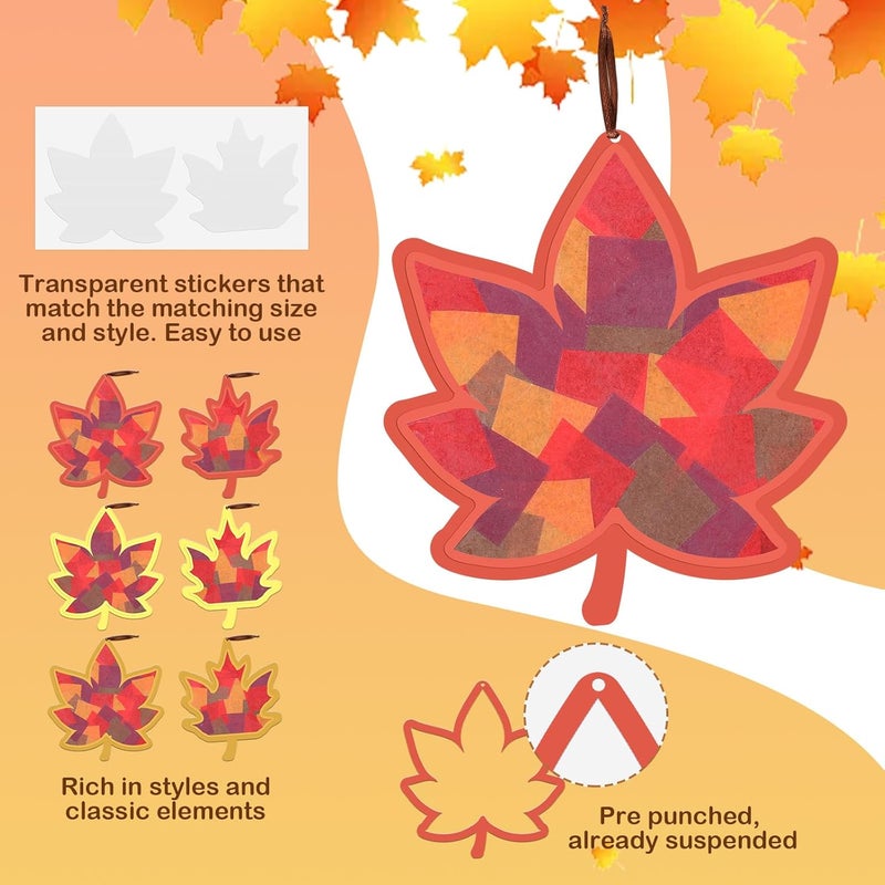 Chiisong 24 Sets Maple Crafts Kit DIY Tissue Paper Sign Crafts for Back to School Fall Harvest Thanksgiving Religious Christian Party Fun Home Actives - Image 4
